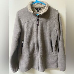 L.L.Bean Polartec Thermal Pro Fleece Jacket Full Zip Sherpa Tan/Taupe Outdoor